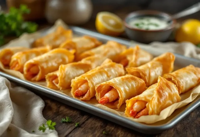 Crevettes croustillantes en feuilles de filo au four : l’apéro léger, ultra craquant